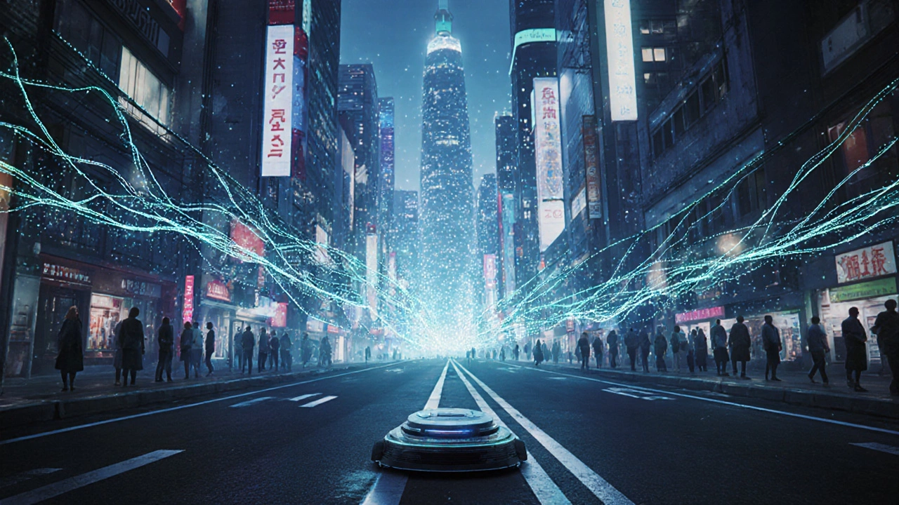 Токио как живое существо: подземные линии — как вены, робот убирает улицу ночью.