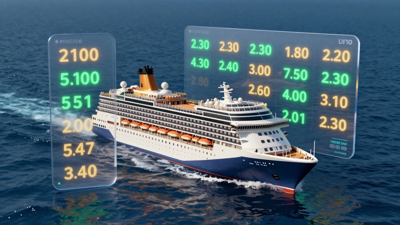 Концепция динамического ценообразования с цифровыми ценниками над кораблем