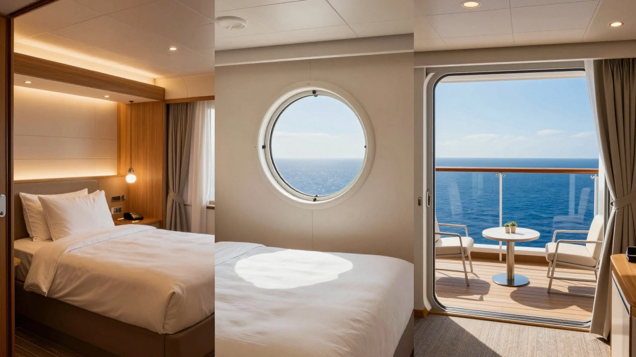 Сравнение трех типов кают: внутренняя, с окном и люкс с балконом