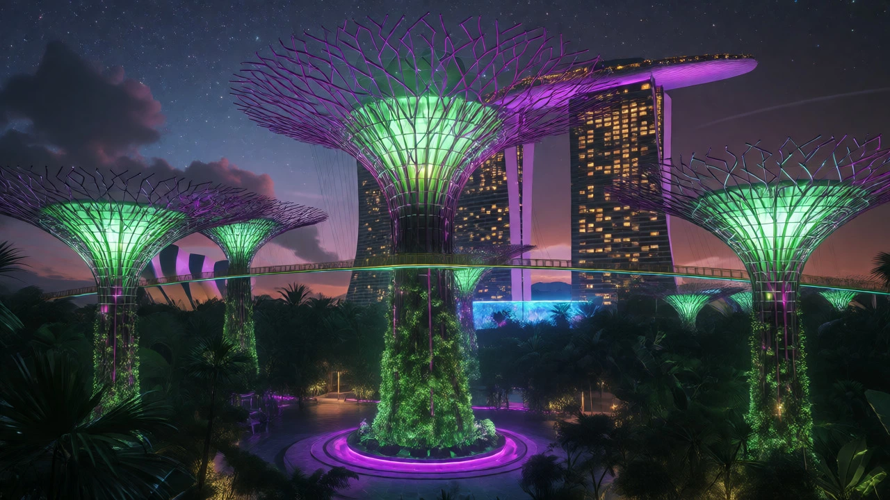 Singapore Gardens by the Bay Supertrees at night